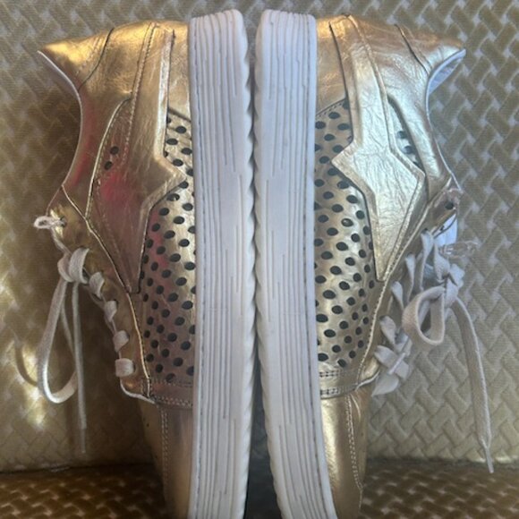 Free People AS98 Lucky Strike Metallic Gold Cushioned Leather Sneakers NEW 8.5 - Picture 11 of 16